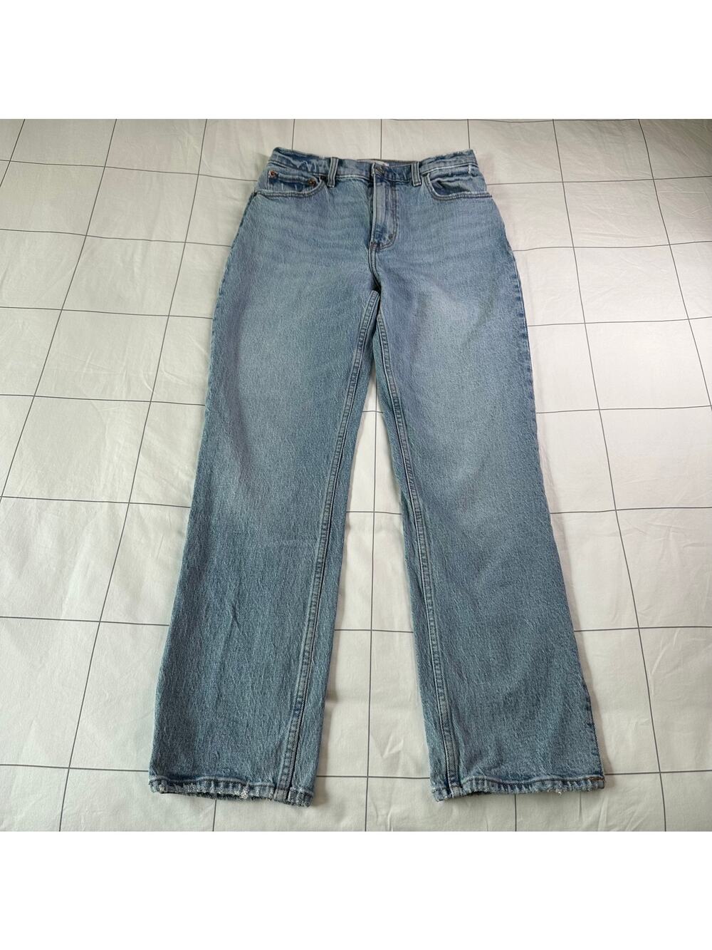 Abercrombie & Fitch Jeans Womens 28 Short Blue 90s Straight Ultra High Rise Slit